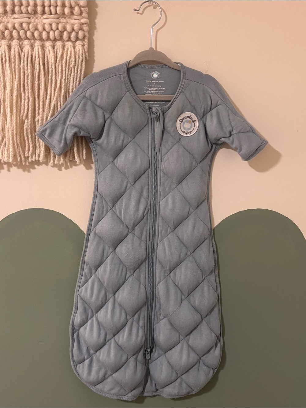 Dreamland Baby Quilted Weighted Short-Sleeve Sleep Sack in Dusty Blue 3-6 months
